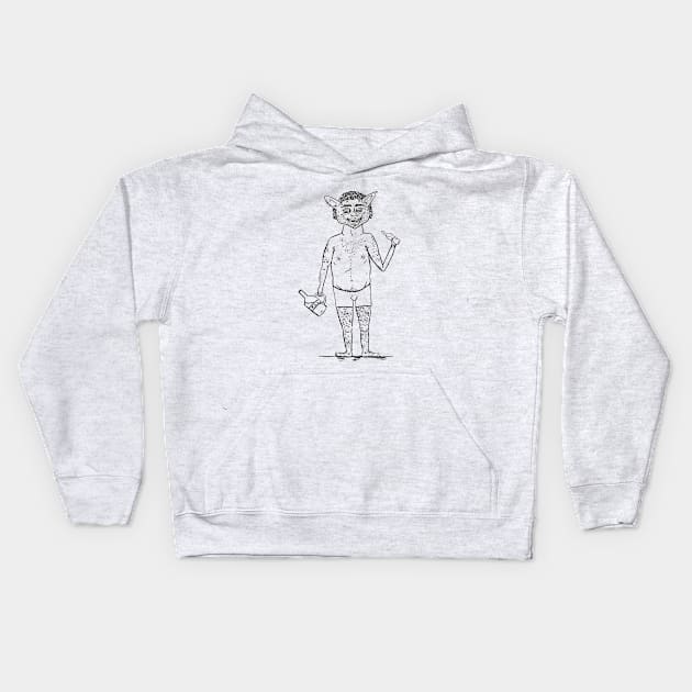 Liquor Goblin Guy Kids Hoodie by O. Rae